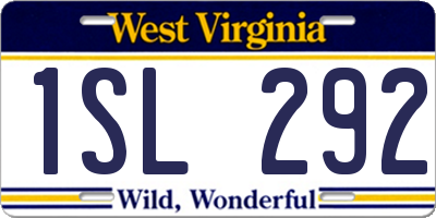 WV license plate 1SL292