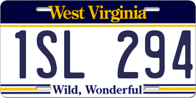 WV license plate 1SL294