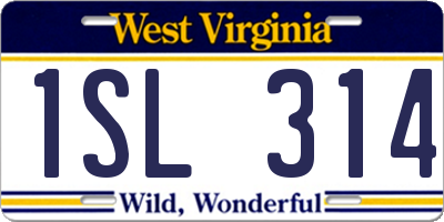 WV license plate 1SL314