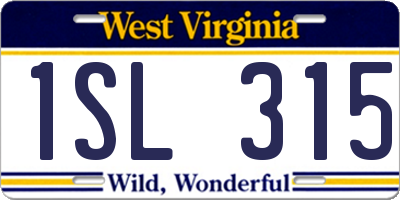 WV license plate 1SL315