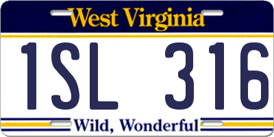 WV license plate 1SL316