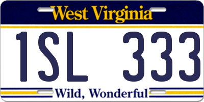 WV license plate 1SL333