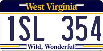 WV license plate 1SL354