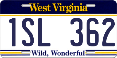 WV license plate 1SL362
