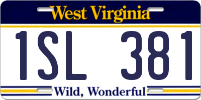 WV license plate 1SL381
