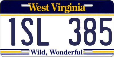 WV license plate 1SL385