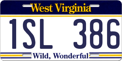 WV license plate 1SL386