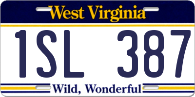 WV license plate 1SL387