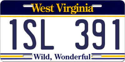 WV license plate 1SL391