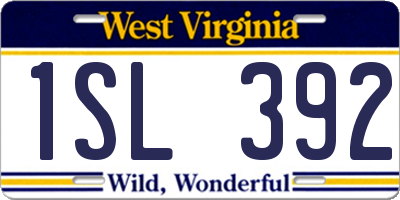 WV license plate 1SL392