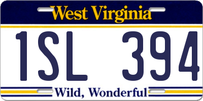 WV license plate 1SL394