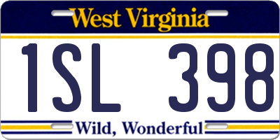 WV license plate 1SL398