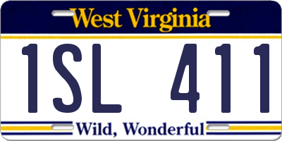 WV license plate 1SL411
