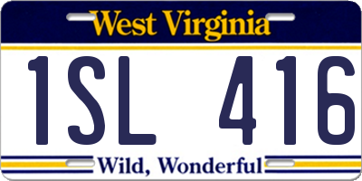 WV license plate 1SL416