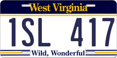 WV license plate 1SL417