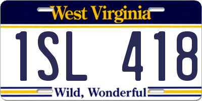 WV license plate 1SL418