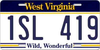 WV license plate 1SL419