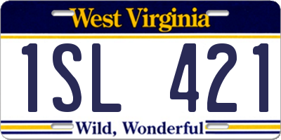 WV license plate 1SL421