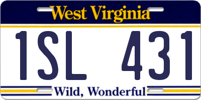 WV license plate 1SL431