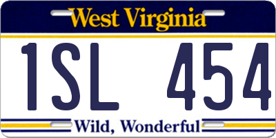 WV license plate 1SL454