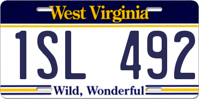 WV license plate 1SL492
