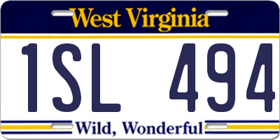 WV license plate 1SL494