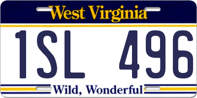 WV license plate 1SL496