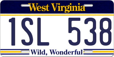 WV license plate 1SL538