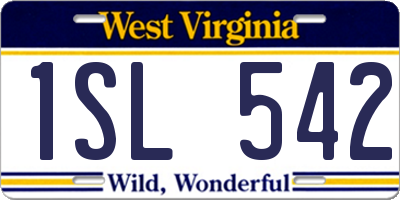 WV license plate 1SL542