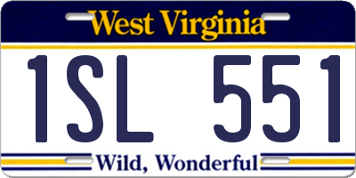 WV license plate 1SL551
