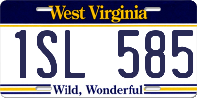 WV license plate 1SL585