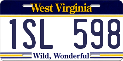 WV license plate 1SL598