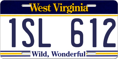 WV license plate 1SL612