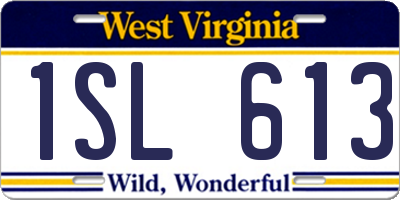 WV license plate 1SL613