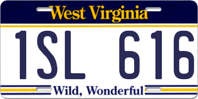 WV license plate 1SL616