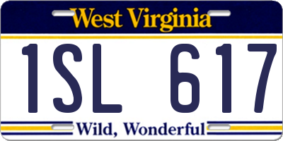 WV license plate 1SL617