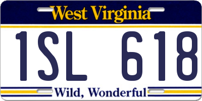 WV license plate 1SL618