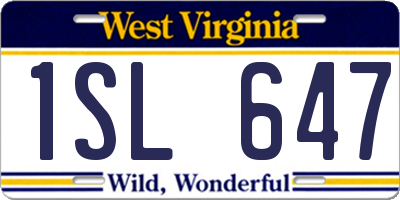 WV license plate 1SL647