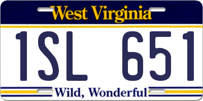 WV license plate 1SL651