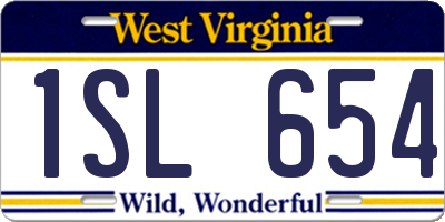 WV license plate 1SL654