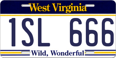 WV license plate 1SL666
