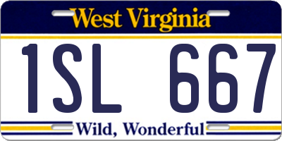 WV license plate 1SL667