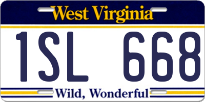 WV license plate 1SL668