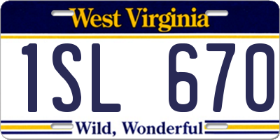 WV license plate 1SL670