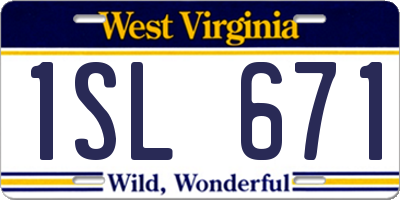 WV license plate 1SL671