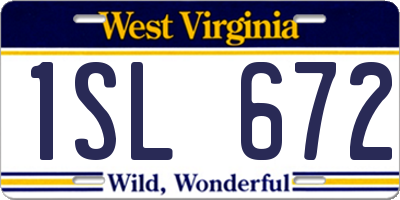 WV license plate 1SL672