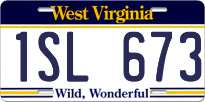 WV license plate 1SL673