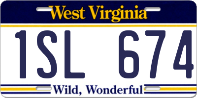 WV license plate 1SL674