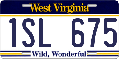WV license plate 1SL675