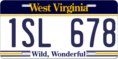 WV license plate 1SL678